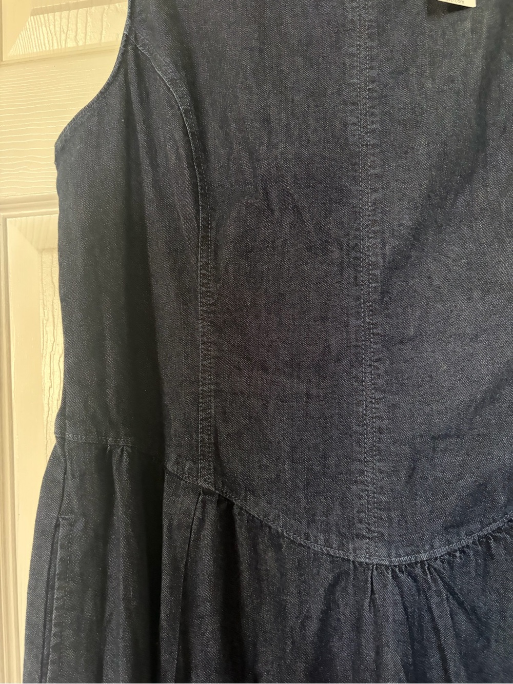 NWT Gap Denim Drop Waist Midi Dress with Pockets and Basque waist. Size L - Picture 7 of 8